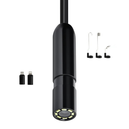 KFFKFF Endoscope Camera with Light, 1920P HD Borescope for Android & IOS, 8 LED Lights Inspection Camera with 16.4FT Semi-Rigid Cable, 2X Zoom, IP67 Waterproof Snake Scope Camera for Auto, Plumbing
