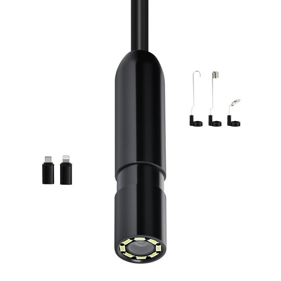 KFFKFF Endoscope Camera with Light, 1920P HD Borescope for Android & IOS, 8 LED Lights Inspection Camera with 16.4FT Semi-Rigid Cable, 2X Zoom, IP67 Waterproof Snake Scope Camera for Auto, Plumbing