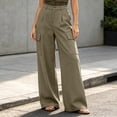 thumbnail image 2 of Women's Wide Leg Cargo Dress Pants High Rise Pleated Casual Suit Trousers Multi Pockets Work office Slacks with Pockets Fashion Bottoms Coffee, 2 of 6