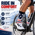 thumbnail image 6 of Cycling Socks 3-Pack, Cushioned Crew Bike Socks, Half Terry Athletic Sports Socks, Stripe Print, Unisex, Size 10-13, 6 of 6