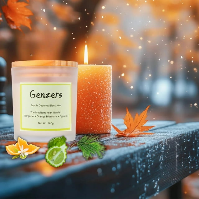 Bergamot Citrus Scented Candle Gift Set,Clean Burning 36 Hours Wood Wick Candle Orange Blossom Scent,Charmed Aroma Soy Wax Gift Ideas for Her,Summer Jar Candle with Wood Wick Crackling