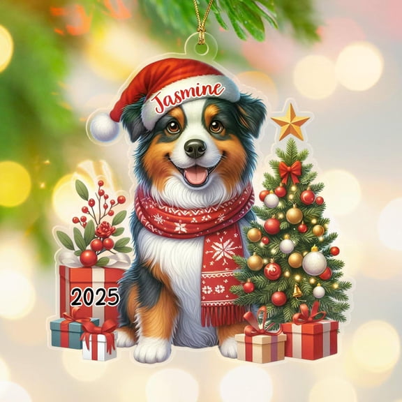 Personalized Australian Shepherd Dog Shaped Xmas Ornaments, Australian Shepherd Ornament Gift for Christmas 2025 Birthday Anniversary, Custom Name Dog Lover Decor Ornament Gift for Men Women Dad Mom