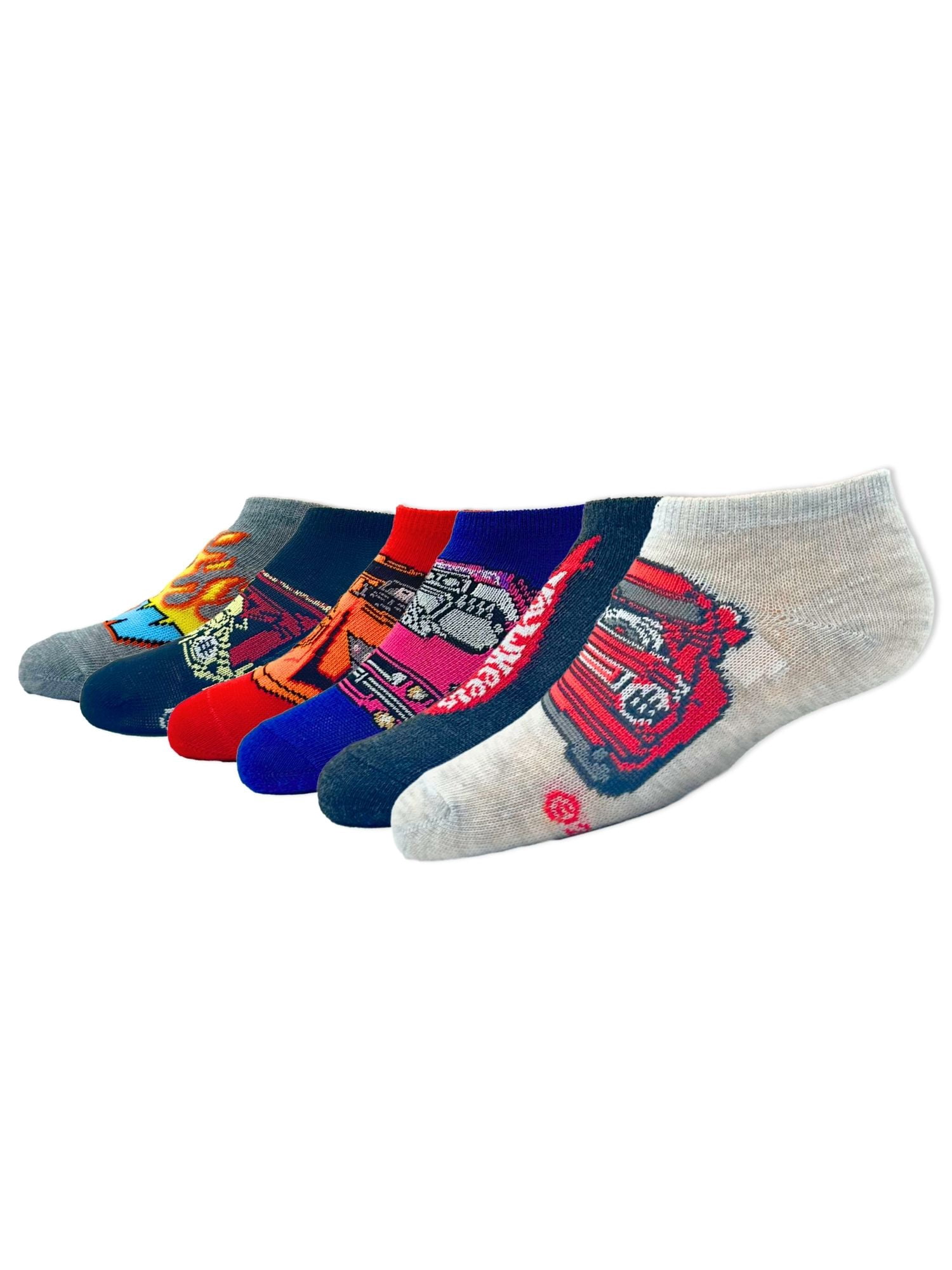 Hot Wheels Boys No-Show Socks, 6-Pack, Sizes S/M-M/L