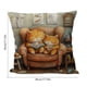 thumbnail image 3 of Funda de cojín decorativa | Funda de lino con estampado de gato en 3D | Funda de cojín cuadrada de 45 x 45 cm para sofá y cama | Cojín decorativo para sala de estar y dormitorio, 3 of 6