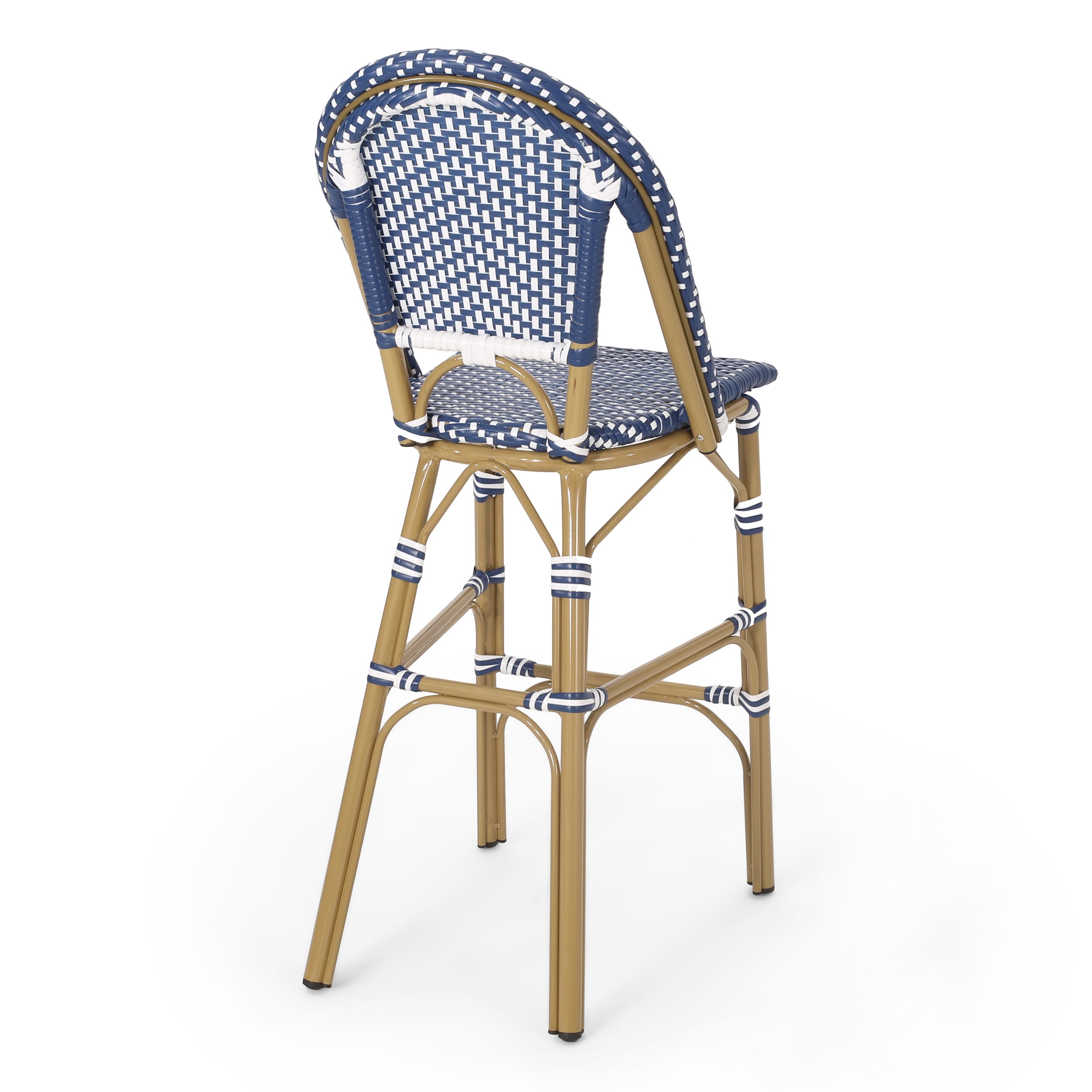 Noble House Gallia Outdoor Bar Stool - Dark Teal/White, 4 Pack