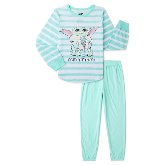 Star Wars Baby Yoda Girls Long Sleeve Top and Pants 2-Piece Pajama Set, Sizes 4-12