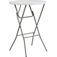 thumbnail image 1 of Table de Bar Ronde, Table de Cocktail Haute Pliable de 110 cm à Hauteur Réglable, Fini en Métal Gris, Table de Bar d'Extérieur pour Bistro, Jardin, Balcon, Blanc, 1 of 6