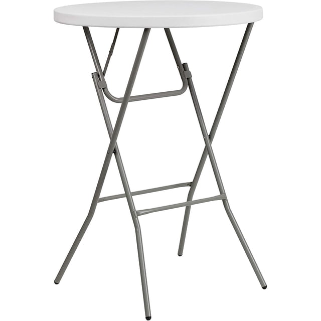 Table de Bar Ronde, Table de Cocktail Haute Pliable de 110 cm à Hauteur Réglable, Fini en Métal Gris, Table de Bar d'Extérieur pour Bistro, Jardin, Balcon, Blanc