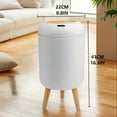 thumbnail image 3 of [Durable Build] Festive White Smart Sensor Trash Can with Ribbed Design - Hygienic, Easy-to-Use Compactor Bin with Wooden Legs for Kitchen, Bathroom, Bedroom, Office & Outdoor - Battery Operated, 3 of 10