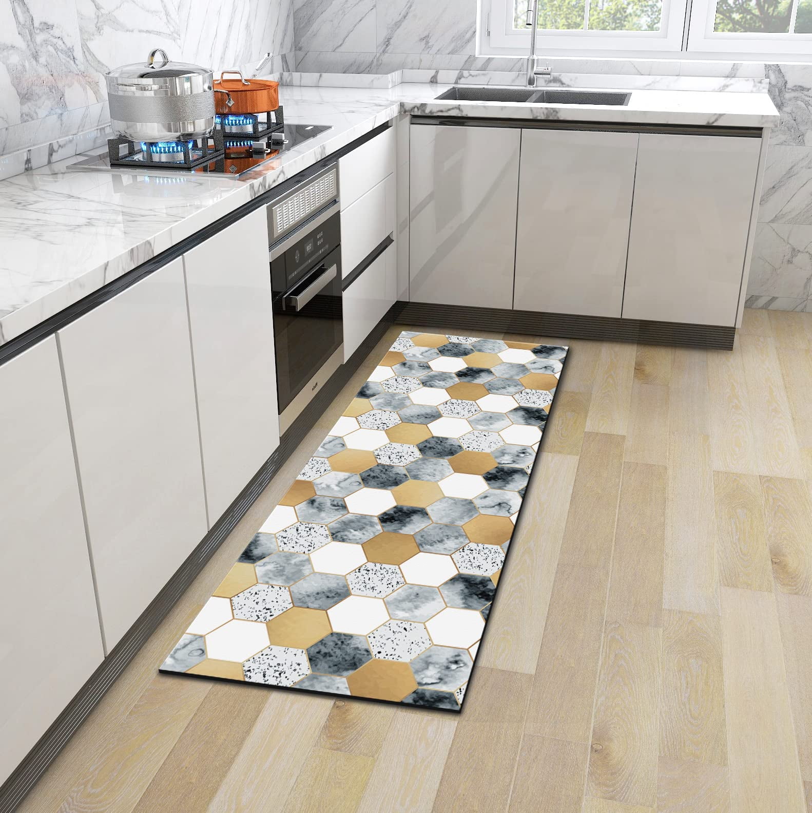  Marble Kitchen Mat Set of 2 Piece, Non-Slip Soft Comfort  Standing Runner Rug for Kitchen Floor Home, Office, Sink, Laundry, Easy to  Clean (17x48+17x24): Home & Kitchen