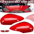 thumbnail image 2 of Right Wing Door Rearview Mirror Cover Side Mirror Cap Shell for Ford Fiesta MK7 2008-2017 Red Yalo, 2 of 5