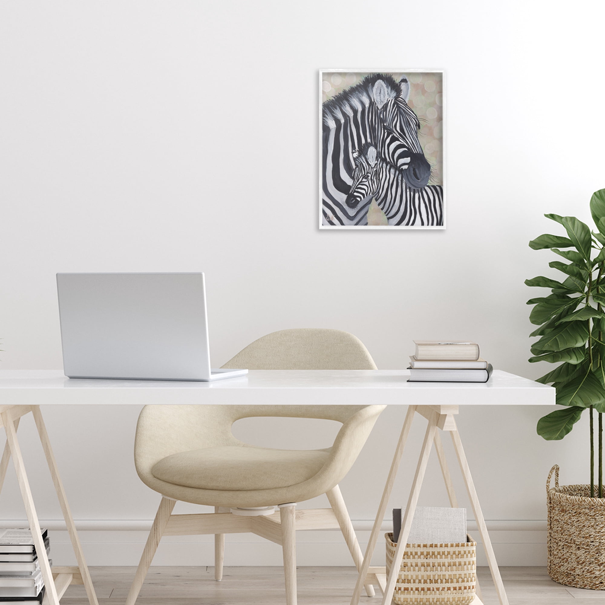 Stupell Industries Mama Zebra & Her Foal White Framed Giclee Art, design by Sarah Waldron Kimball
