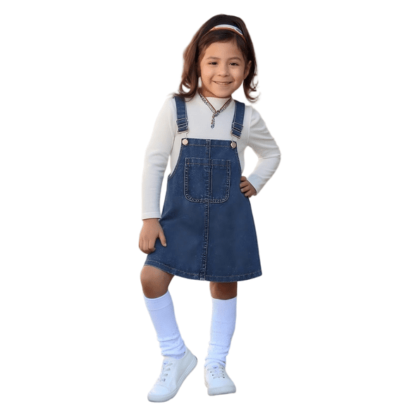 EnJoCho Baby Little Girl Denim Overalls,Simple Design Summer Jumpsuit Dress A-Line Jeans Dress with Pockets Dress Summer Girls