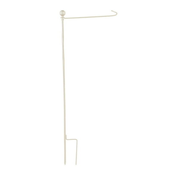 Evergreen Metal Twist Garden Flag Stand, Brushed Ivory Finish, 42'' x 15'' x 1.8'' inches