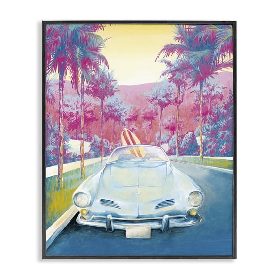 Stupell Industries Mid-Century Tropical Classic Car Black Framed Giclee Art, 11 x 14, by Cloverfield & Co.