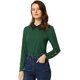 thumbnail image 1 of Blusa de punto de manga larga con cuello Peter Pan para mujer Verde S Allegra K, 1 of 6