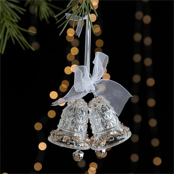 Doghiosgha Clear Glitter Plastic Christmas Decorations Sequined Holiday Hanging Ornament for Xmas Tree Party Home Decor, A
