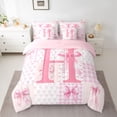 thumbnail image 2 of Castle Fairy Personalized Initial Pink H Bedding Comforter Set,Bow Tie King Bedding Sets, 2 of 8