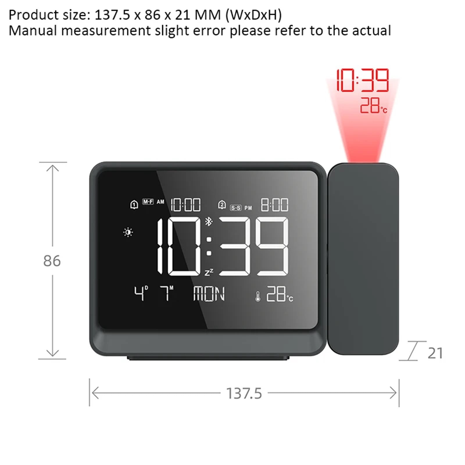 Projection Alarm Clock Wireless Sensor Weather Station with Atmosphere Night Light Temperature Display Thermometer Table Clock