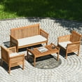 thumbnail image 4 of Gymax 8PCS Wooden Patio Conversation Set Outdoor Furniture Set w/ Cushion, 4 of 10