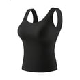 thumbnail image 4 of Roncen Women's Seamless Bulit-in-Bra Tank Tops Versatile Solid Crewneck Summer Sleeveless Going Out Casual T-Shirts, 4 of 5