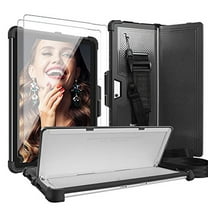 FIEWESEY for Surface Pro 8 Case,Shockproof Rugged Protective Case with Pen Holder Hand Strap,Compatible with Type Cover Keyboard for Microsoft Surface Pro 8 13 Inch Screen Protector(Black/Black,2 Pcs)