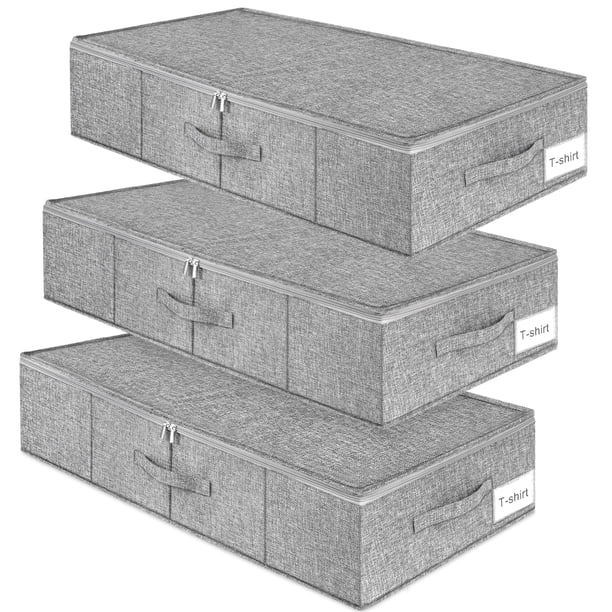 Punemi Almacenamiento Debajo De La Cama Paquete De 3 Bolsas De Almacenamiento Debajo De La Cama Con Tapa Organizador De Cajones De Almacenamiento De Ropa Resistente Y Plegable Con 3 Asas Manta De Tela