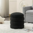 thumbnail image 2 of GZXS Boucle Upholstered Round Ottoman Footrest Stool, No-Assembly Accent Pouf for Living Room & Bedroom, Black, 16.9"Dia x 18.5"H, 2 of 7