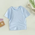 thumbnail image 5 of LNMQLPDBS Toddler Boy Shirts Girls Short Sleeve Crewneck Solid Color Tshirts Soft Breathable Basic Layering Tees Baby Gifts Neutral Baby Clothes Baby Boy Summer Blouse Blue 6-7 Years, 5 of 9