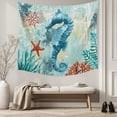 thumbnail image 5 of Sea Seahorse Coastal Tapestry for Bedroom Wall Hanging Tapestry,Turquoise Nautical Summer Coral Vintage Ceiling Backdrop Tapestries Poster Blanket Wall Decor for Teens Room Living Room Dorm 59" x 79", 5 of 8