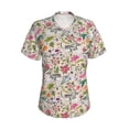 thumbnail image 2 of Uemuo Bunny Floral Printed Women's Classic V-Neck T-Shirt - Soft, Breathable, Moisture-Wicking, Perfect for Casual, Office, Travel, and Everyday Wear-Small, 2 of 5