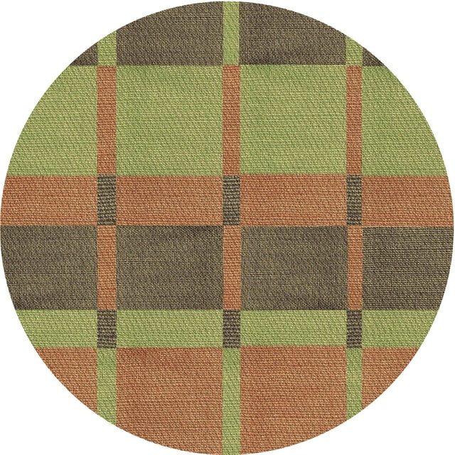Ahgly Tapis Rond Lavable en Machine Intérieur Transitionnel Brun Selle, 3 Pieds Rond