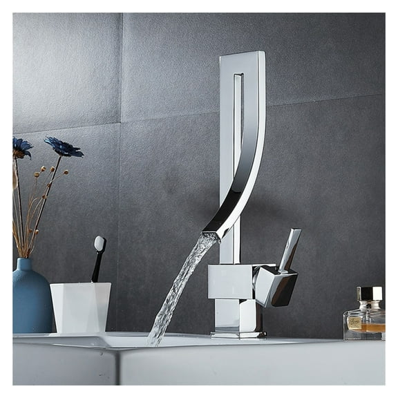 Bathroom Brass Creative Basin Faucet, Bathroom Washbasin Hot And Cold Rotatable Chrome Silver Faucet