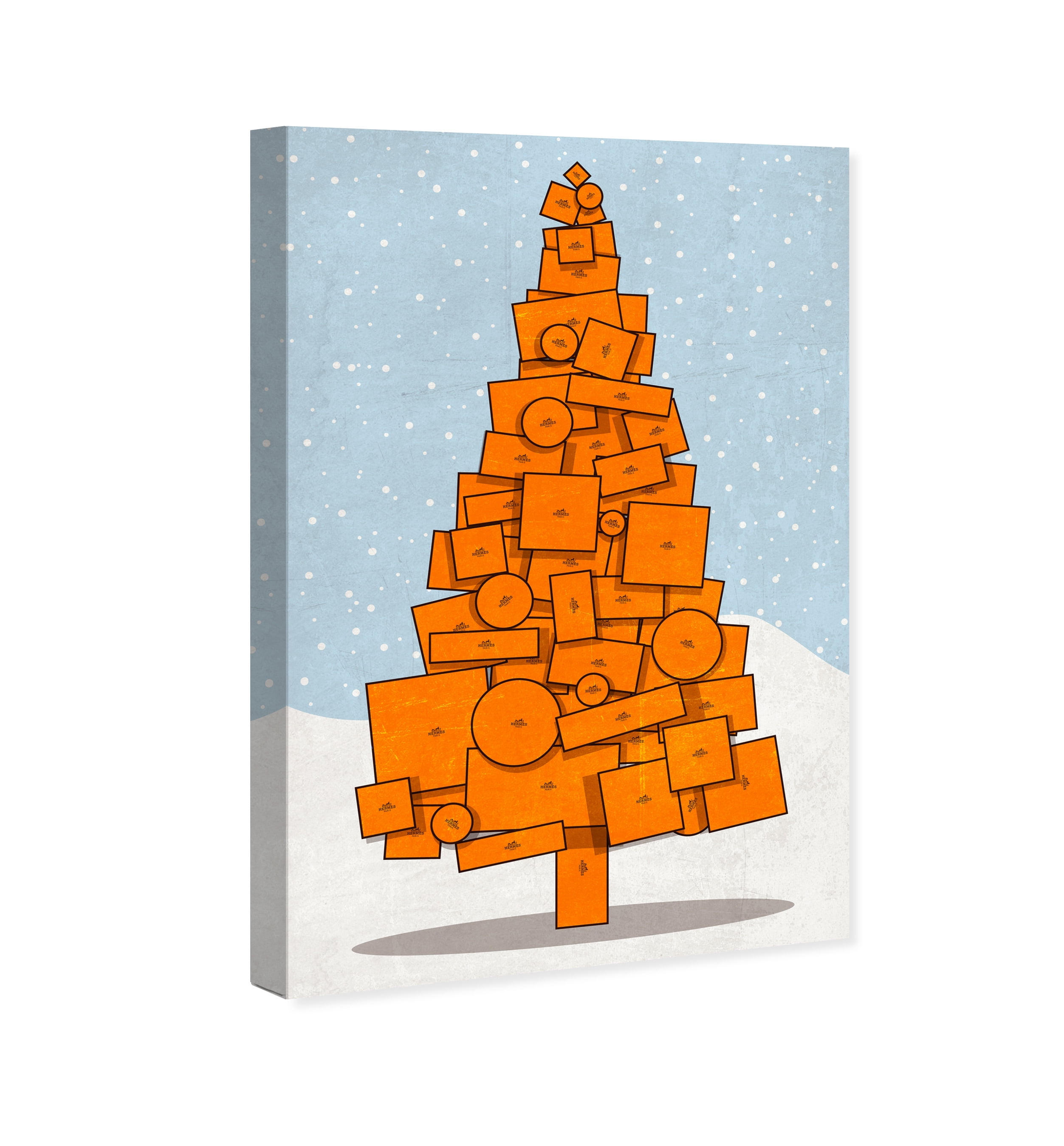 Wynwood Studio Holiday and Seasonal Wall Art Canvas Prints 'Orange Christmas' Christmas Home Décor - Blue, Orange, 16" x 24"