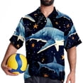 thumbnail image 4 of Starry Shark Men's Short Sleeve Spread Collar Tops, Casual Button Down Shirts, Printed Summer Beach Shirts, Unisex, 4 of 6