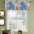 thumbnail image 5 of 2 Panels Navy Blue Coral Valance for Windows, Vintage Coastal Nautical Summer Beach Light Filtering Kitchen Curtains, Rod Pocket Window Treatment Curtain Valances for Living Room Bedroom, 42"x18", 5 of 9