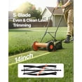 thumbnail image 4 of 14" 5-Blade Manual Push Reel Lawn Mower with Adjustable Cutting Height, Grass Catcher & 2 Wheels  Easy Maintenance, Quiet Operation, Eco-Friendly, 4 of 9