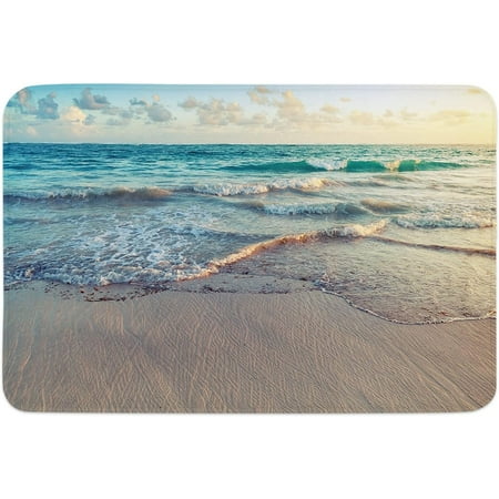 

Sunrise Landscape Door Mat Anti-Skid Welcome Mat Absorbent Floor Mat Front Doormat for Kitchen Bathroom Entryway Patio High Traffic Areas Summer Beach and Ocean Waves 24x16 Inch