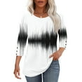 thumbnail image 5 of Dasayo Ladies Tops and Blouses Summer 3/4 Sleeve White Crewneck Buttons Graphic Prints T-Shirt Blouses for Women S, 5 of 7