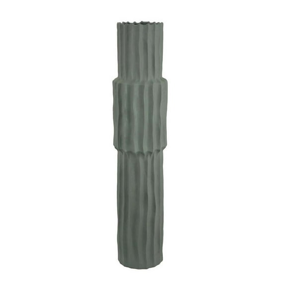 Decorative Accent Vase, Sleek Cactus Design, 30 Inch Green Ceramic