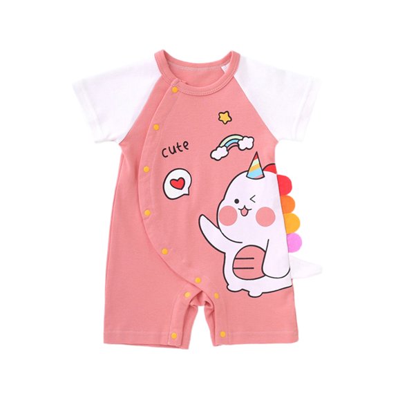 WIBACKER 0-24M Newborn Baby Girls Boys Cotton Summer Short 3D Jumpsuit Infant Baby Cartoon Short Sleeve Romper