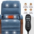 thumbnail image 6 of Dual Motor Power Lift Recliner Chair with Massage and Heat for Elderly, 180° Lying Flat Adjustable Lift Chair with 3 Positions, Solid Wood Armrests and Chenille Fabric, Blue, 6 of 8