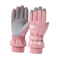 thumbnail image 2 of Guantes de invierno con forro polar, térmicos, antideslizantes y cómodos para esquiar en la nieve. mujeres rosadas, 2 of 9