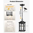 thumbnail image 5 of VIANIS Outdoor Pendant Lights - Matte Black Hanging Lights with Adjustable Chain, Modern Waterproof Chandelier for Front Door, Anti-Rust Exterior Ceiling Lanterns for Entryway, 5 of 7