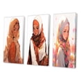 thumbnail image 3 of Designart "Lovely Muslim Princess Portrait VI" Religious Woman Wall Art Set Of 3 - Glam Brown Canvas Set For Living Room Decor, 3 of 6
