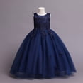 thumbnail image 4 of Vestido de niña de las flores Vestido de princesa con cintura de mariposa sin mangas para niña Vestido de novia largo de malla hinchada para niña, 4 of 5
