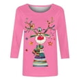 thumbnail image 4 of GERsome Women's Christmas Shirts Casual 3/4 Sleeve T-Shirts Round Neck Tunic Tops Cute Xmas Reindeer Blouses Loose Fit Pullover Holiday Tops Size XL, 4 of 4
