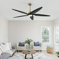 thumbnail image 3 of LEDET 54 in. Black and Gold Indoor 5-Solid Wood Blades LED Ceiling Fan with Remote, 3 of 8