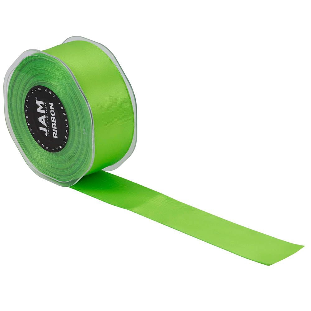 JAM Paper Lime Green Ribbon, 1 1/2in x 25yds, 1 Pack