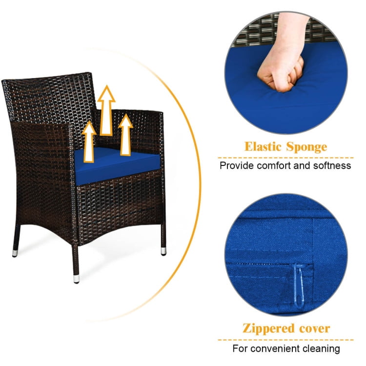 Aimee Lii 4 Pieces Patio Cushioned Wicker Conversation Set, Outdoor Sectional Set with with Glass Coffee Table, Navy Aimee Lii 4 Pieces Patio Cushioned Wicker Conversation Set, Outdoor Sectional Set with with Glass Coffee Table, Navy